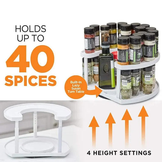Double Layer Rotating Spice Kitchen Storage Rack