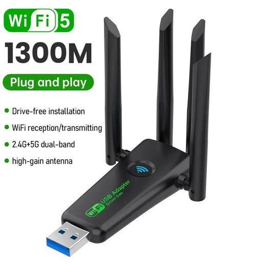 1200Mbps USB Wireless AC1200 Wlan USB3.0 Wifi Lan Adapter Dongle Dual Band 802.11ac With Antenna For Laptop Desktop