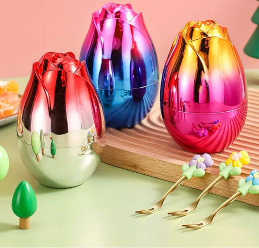 Buy Luxury Rose-Shaped Fruit Fork Set –