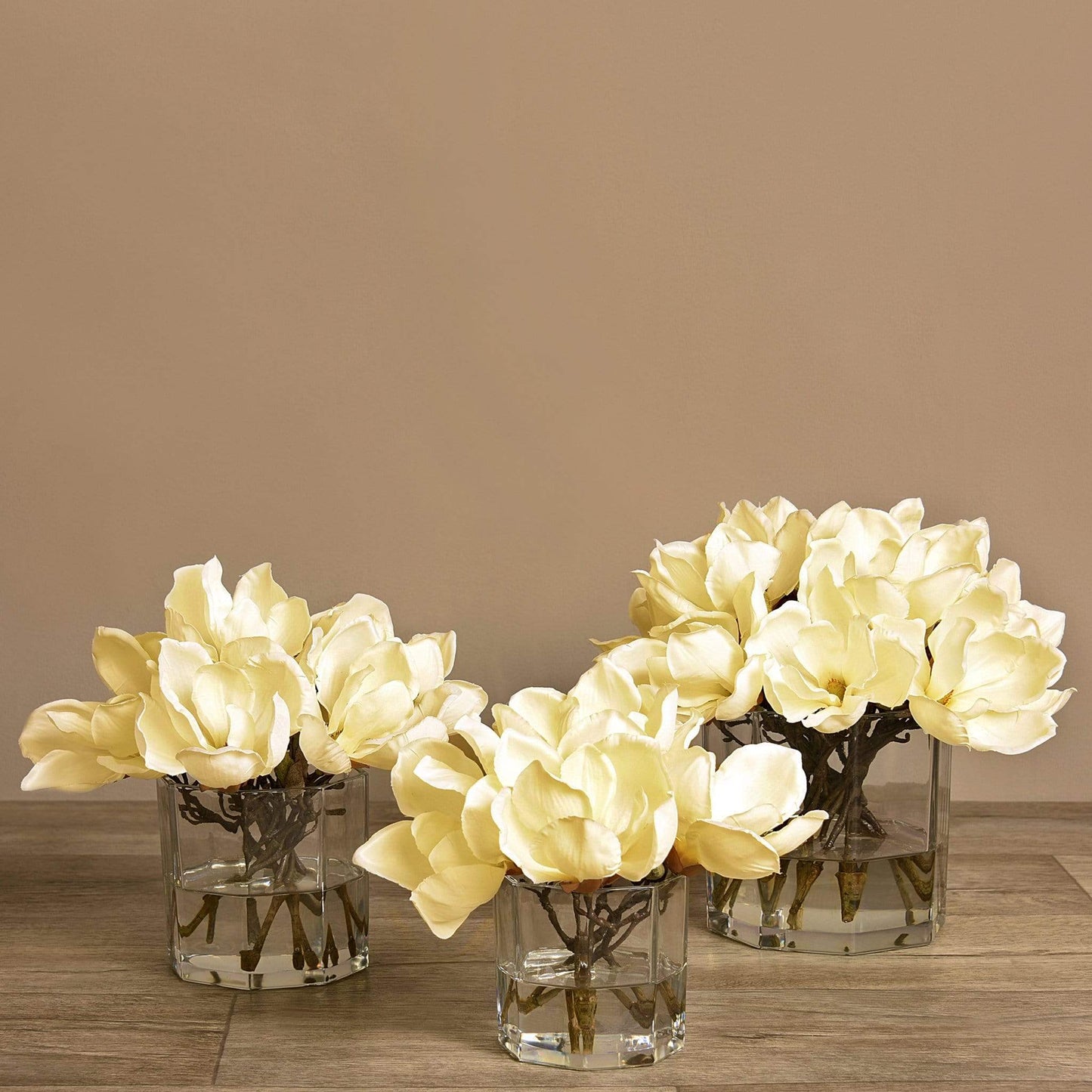 Artificial Magnolia in Glass Vase