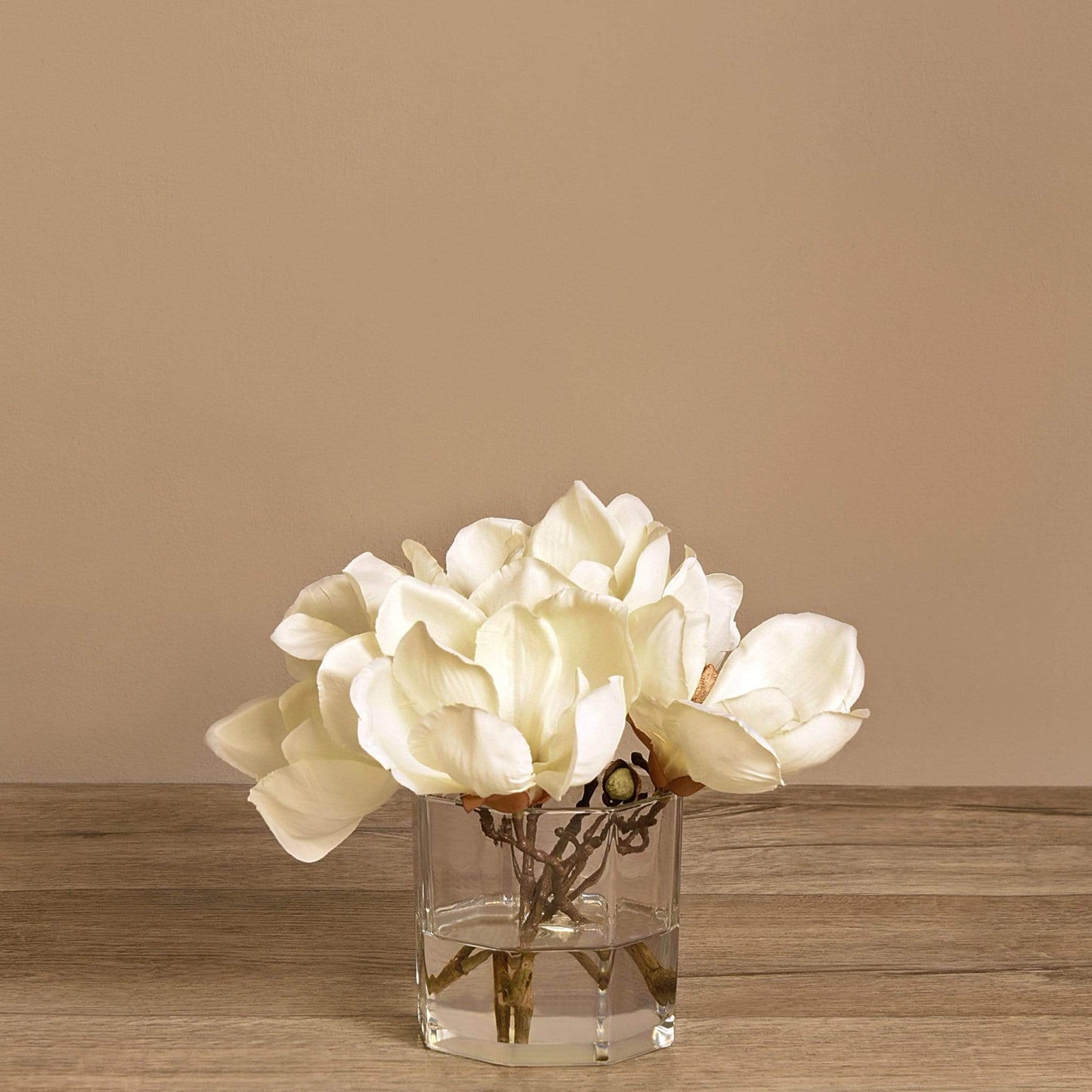 Artificial Magnolia in Glass Vase