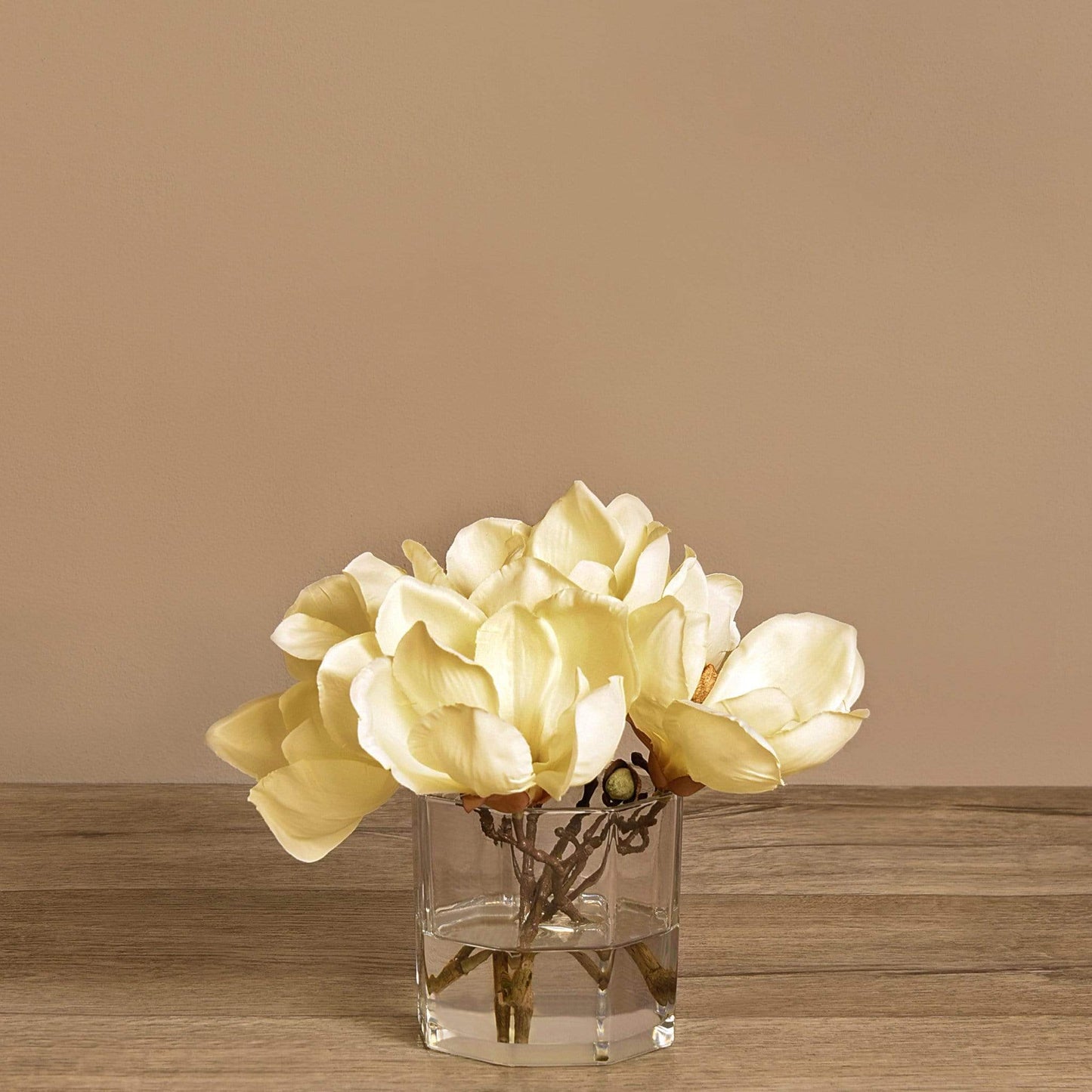 Artificial Magnolia in Glass Vase