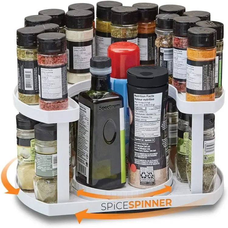 Double Layer Rotating Spice Kitchen Storage Rack
