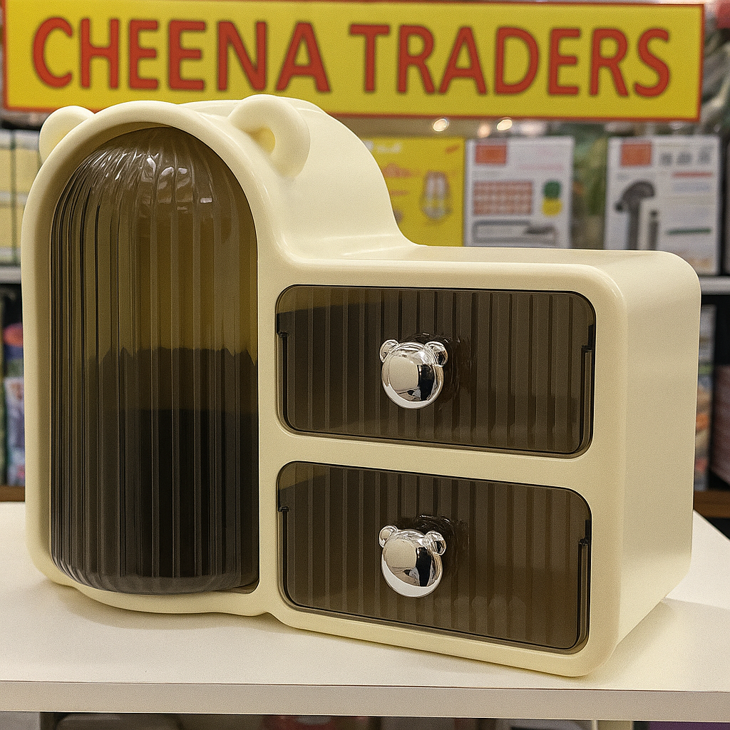 Bear Plastic Cosmetic Organizer with Drawers,
