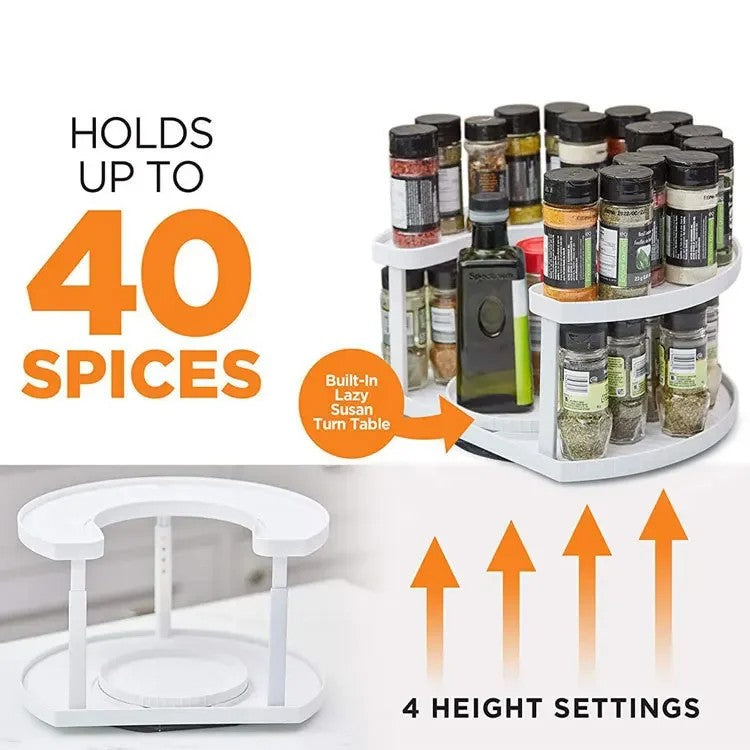 Double Layer Rotating Spice Kitchen Storage Rack