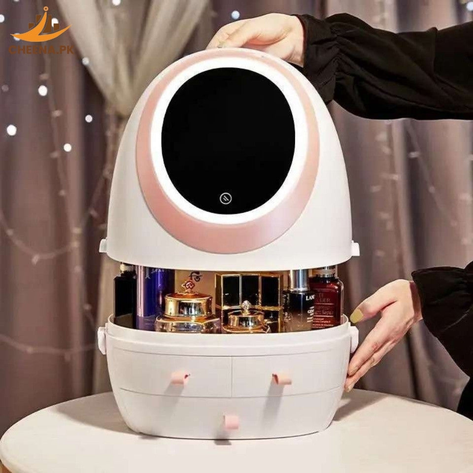 Oval Mirror Cosmetic Storage Organizer