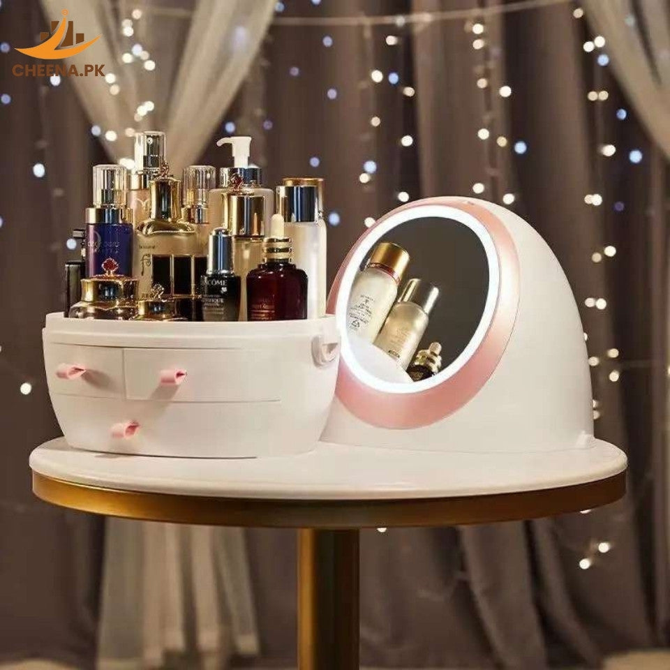 Oval Mirror Cosmetic Storage Organizer