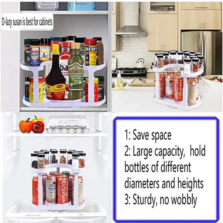 Double Layer Rotating Spice Kitchen Storage Rack