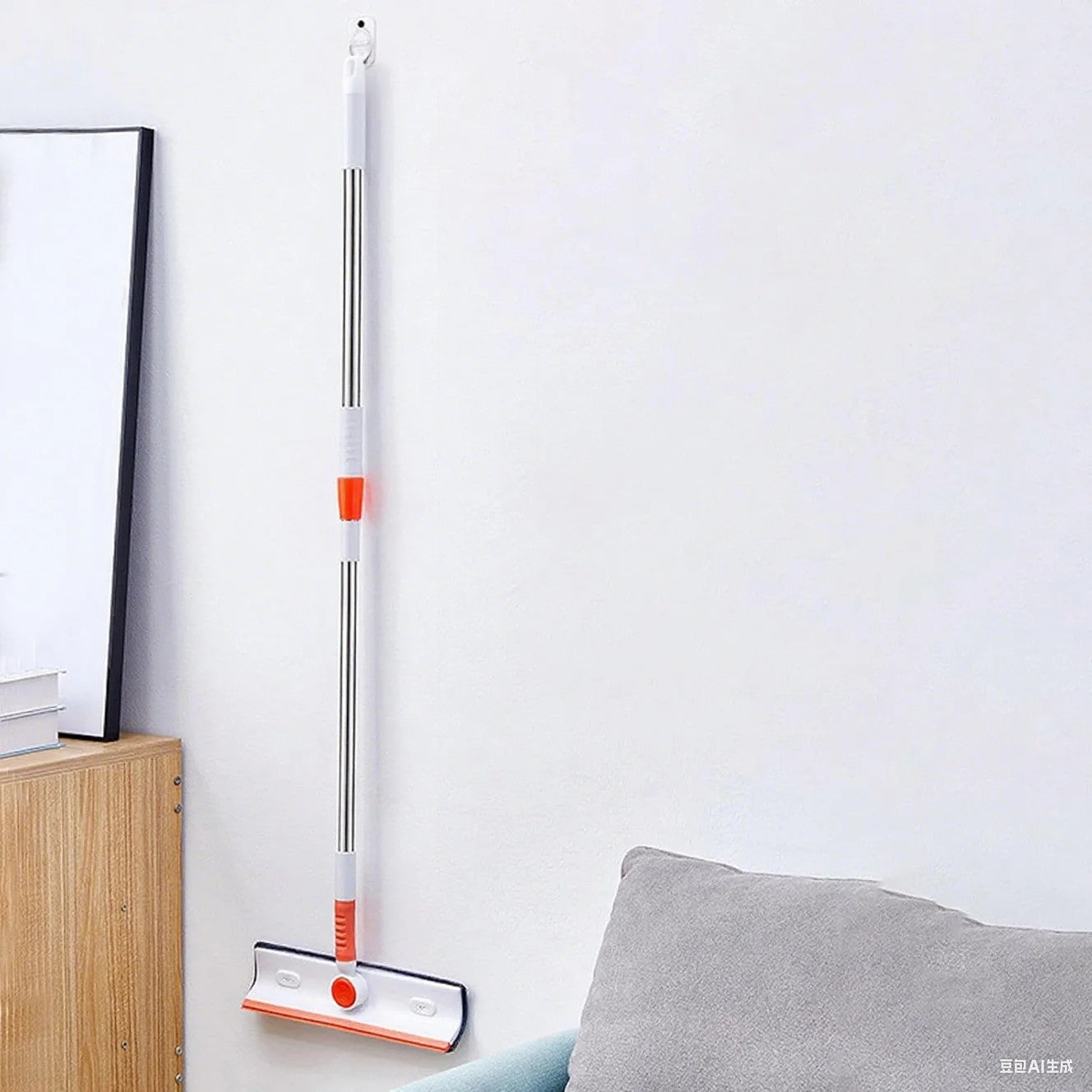 2in1 Window Squeegee Cleaner with Extension Pole,Telescopic Window Washing Equipment 180°Adjustable Head, Glass Cleaning Tools