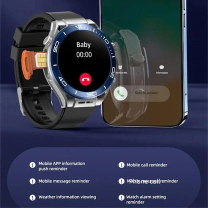 5G Round Model Android Smart watch With Dual Camera, Android OS Pre installed apps, AMOLED Display screen | Sports and fitness Tracker 4Gb Ram 64Gb Rom With SIm Slot (3 strap) (Black)