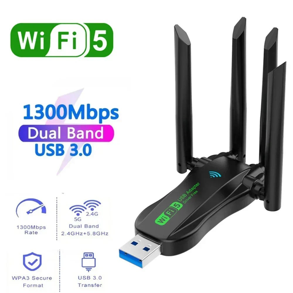 1200Mbps USB Wireless AC1200 Wlan USB3.0 Wifi Lan Adapter Dongle Dual Band 802.11ac With Antenna For Laptop Desktop