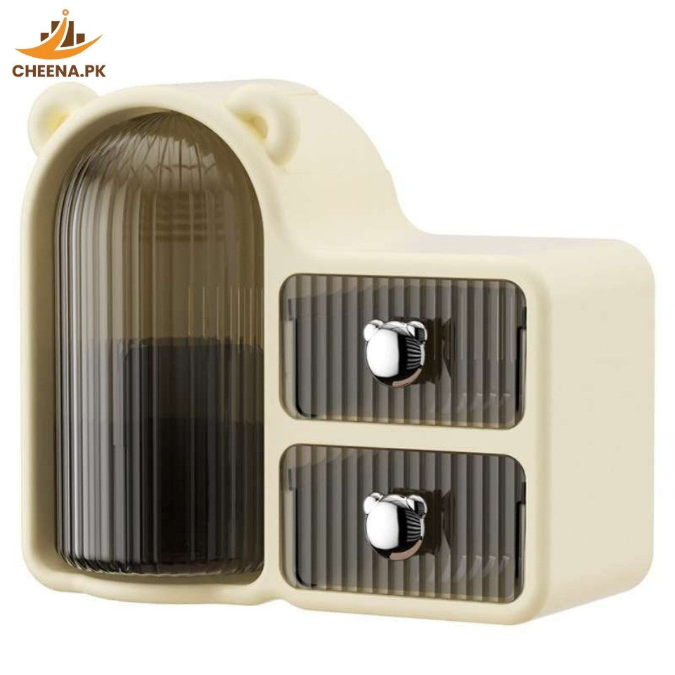 Bear Plastic Cosmetic Organizer with Drawers,