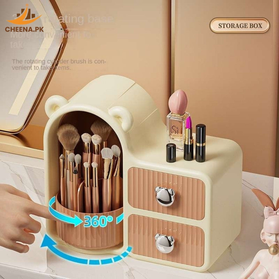 Bear Plastic Cosmetic Organizer with Drawers,