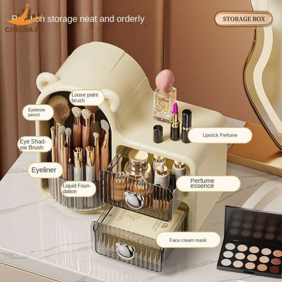 Bear Plastic Cosmetic Organizer with Drawers,