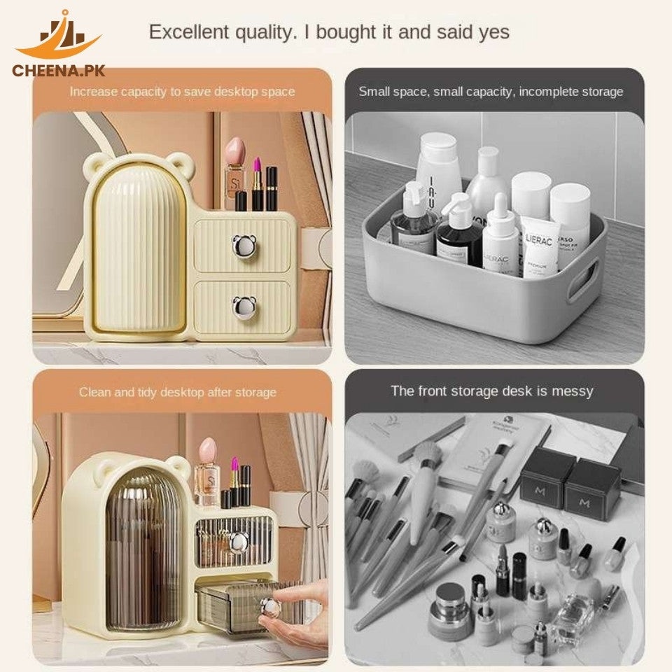Bear Plastic Cosmetic Organizer with Drawers,
