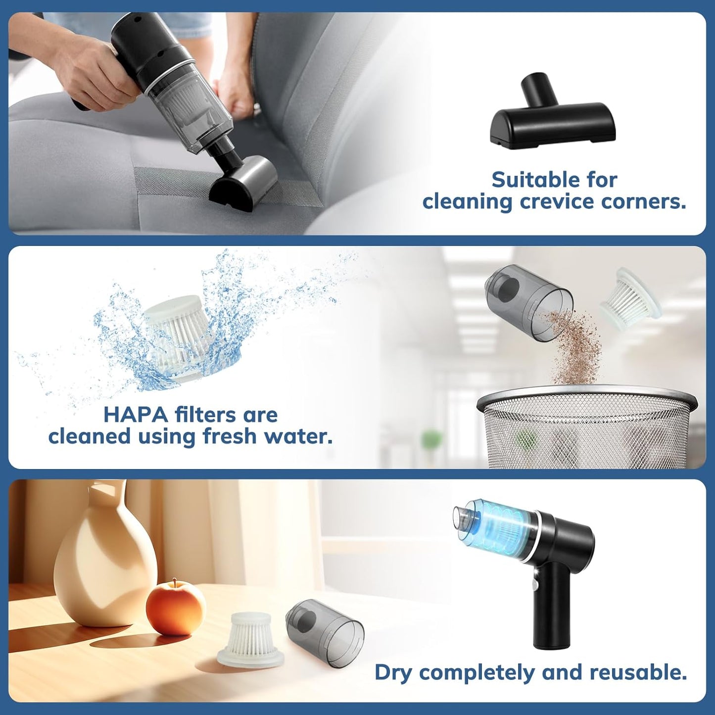 2 in 1 Air Duster Handheld Car Vacuum Cleaner