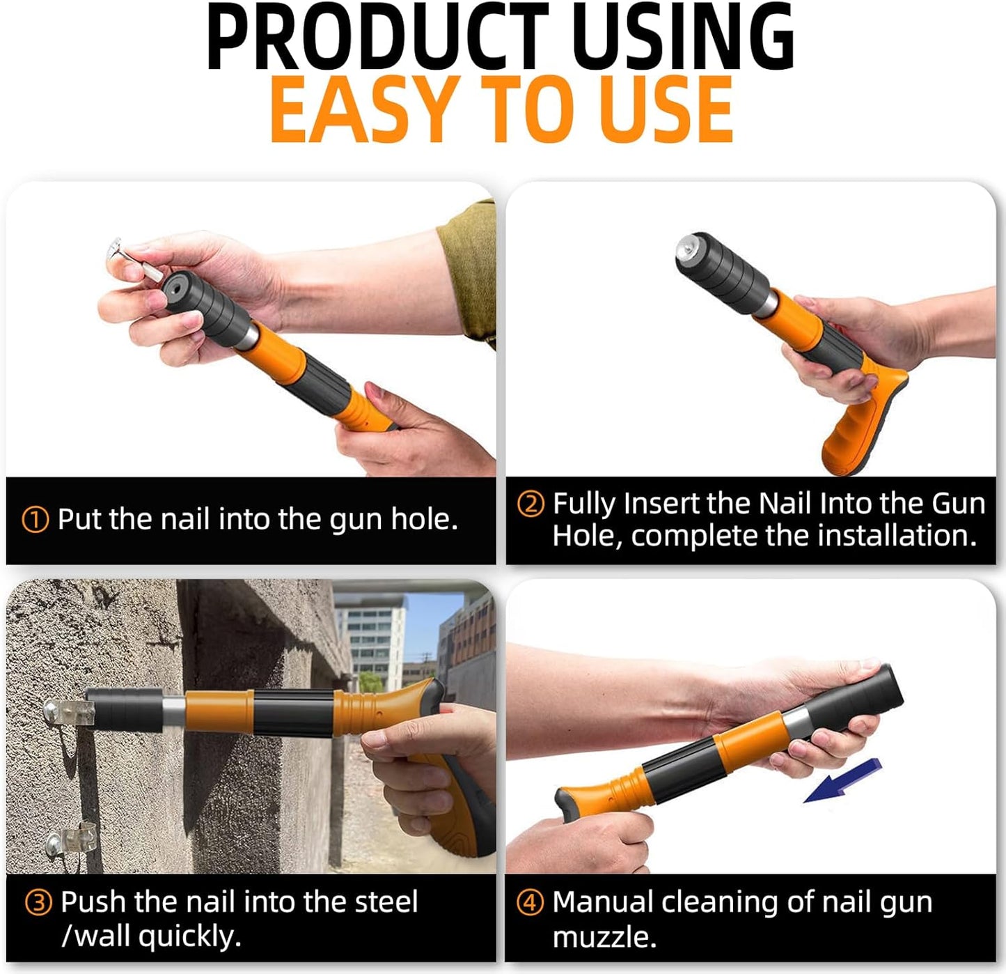 Heavy-Duty Concrete Nail Gun Kit with 10 Free Nails