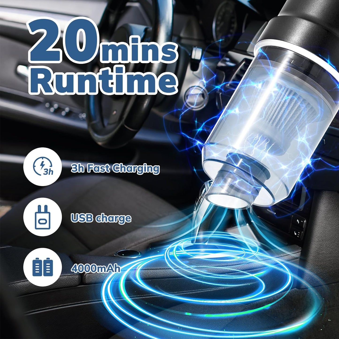 2 in 1 Air Duster Handheld Car Vacuum Cleaner