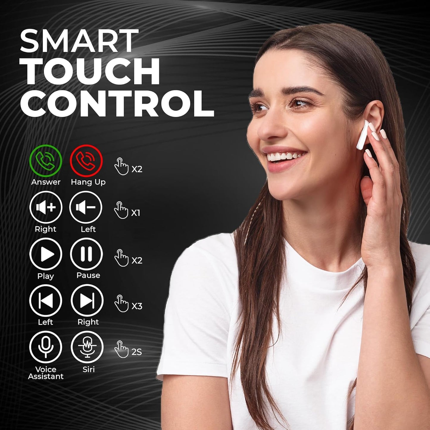 5.3 Wireless Bluetooth Transparent Earbuds- Noise Reduction Cordless Earbuds With Microphone - Best Stereo Headphones With Led Power Display -Cordless earbuds.