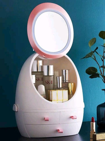 Oval Mirror Cosmetic Storage Organizer