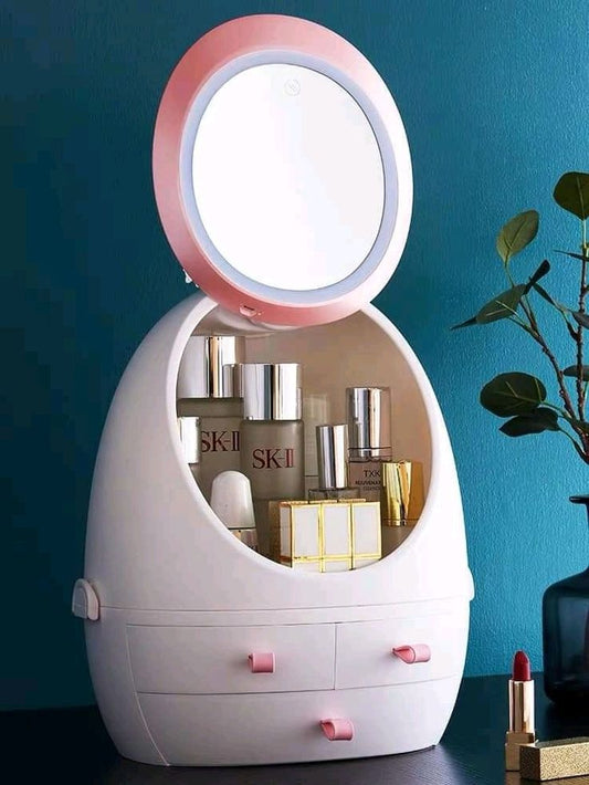 Oval Mirror Cosmetic Storage Organizer