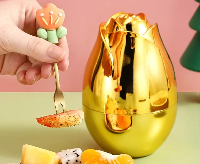 Buy Luxury Rose-Shaped Fruit Fork Set  –