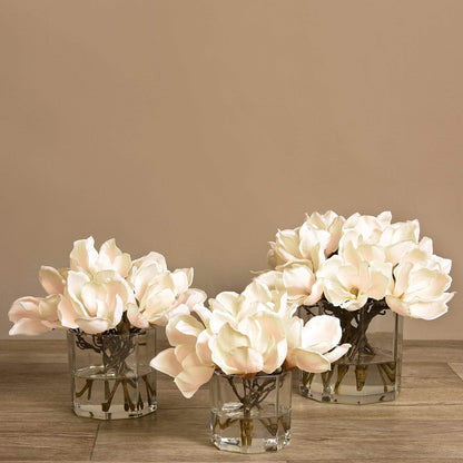Artificial Magnolia in Glass Vase