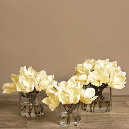 Artificial Magnolia in Glass Vase
