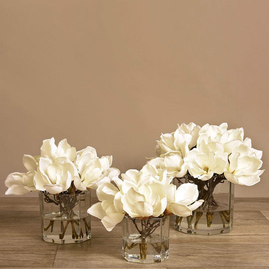 Artificial Magnolia in Glass Vase