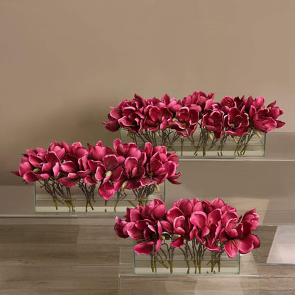 Artificial Magnolia in Glass Vase