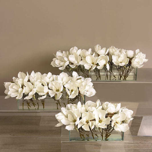 Artificial Magnolia in Glass Vase