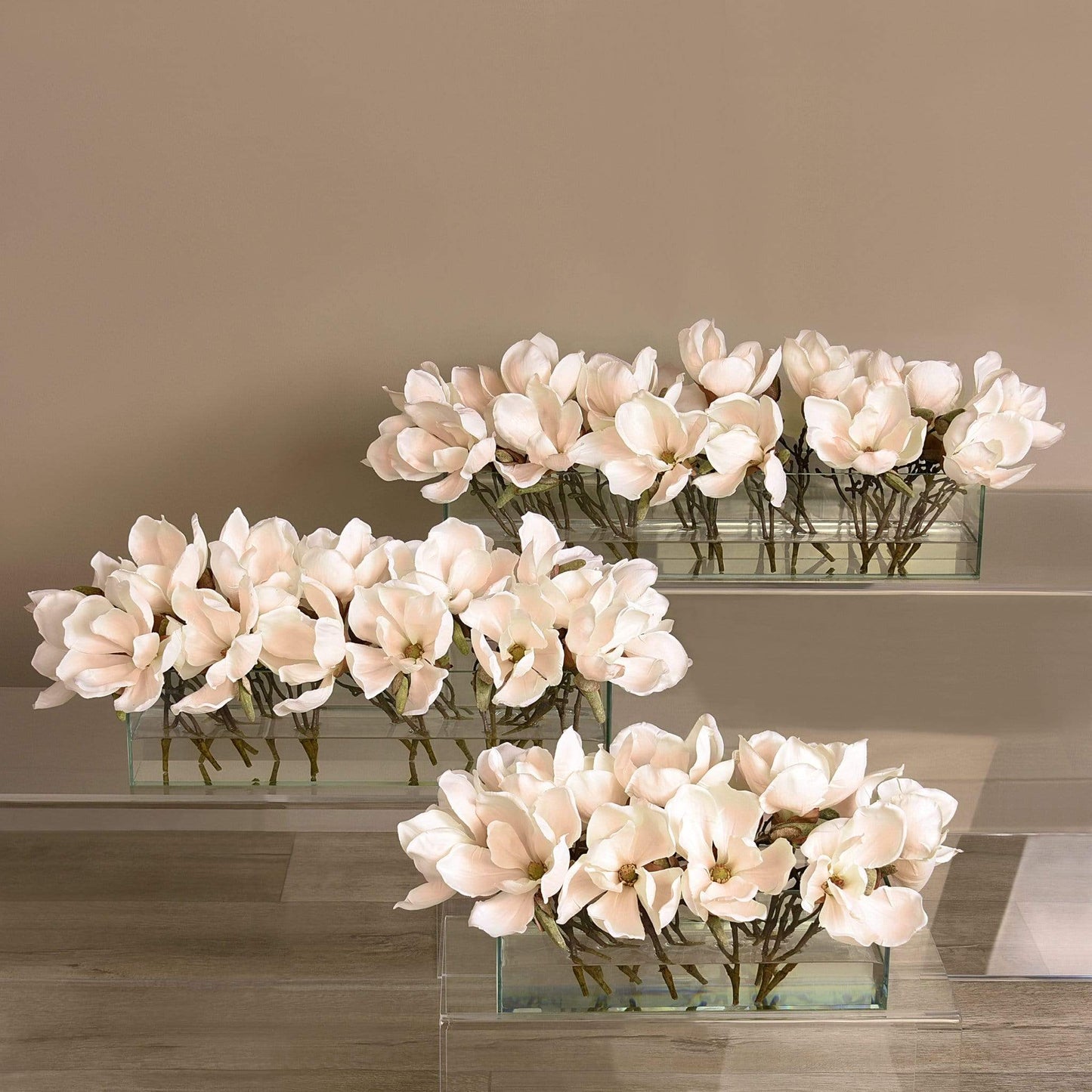Artificial Magnolia in Glass Vase
