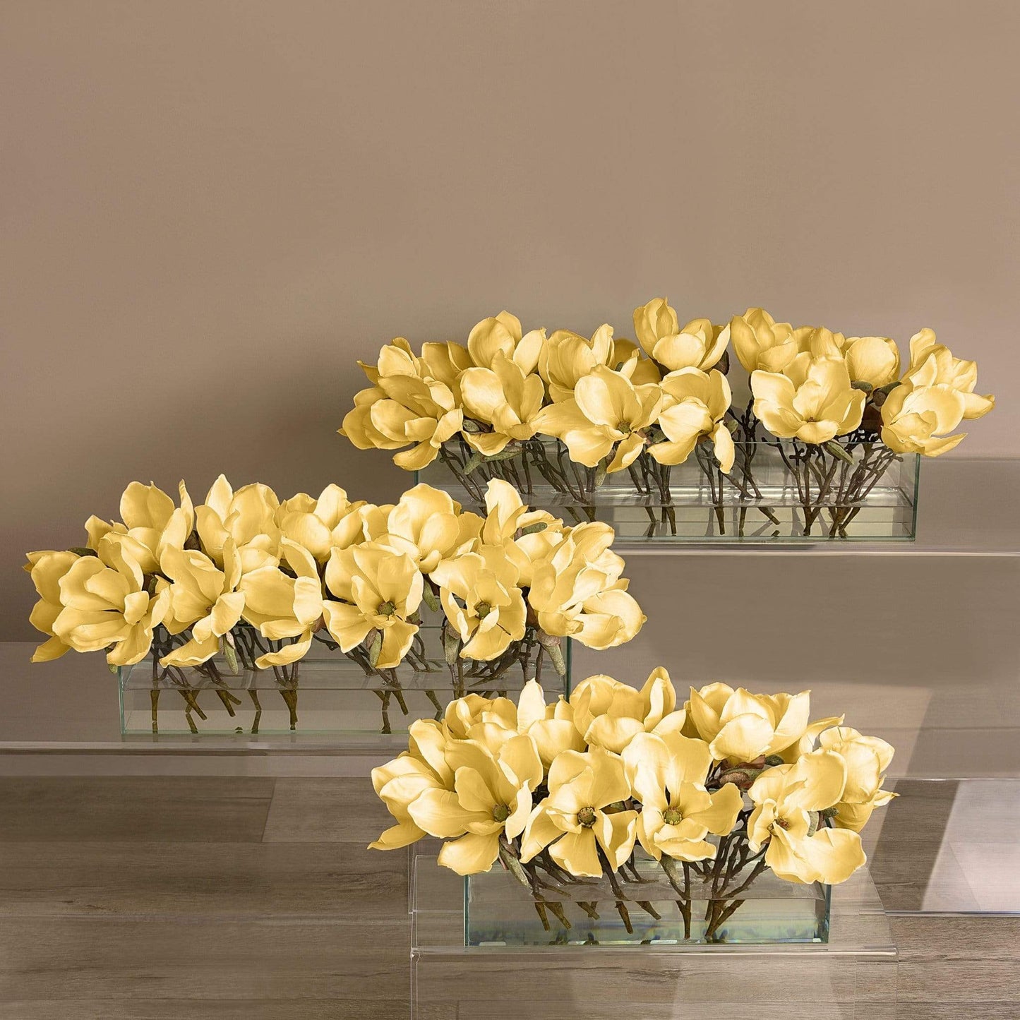 Artificial Magnolia in Glass Vase