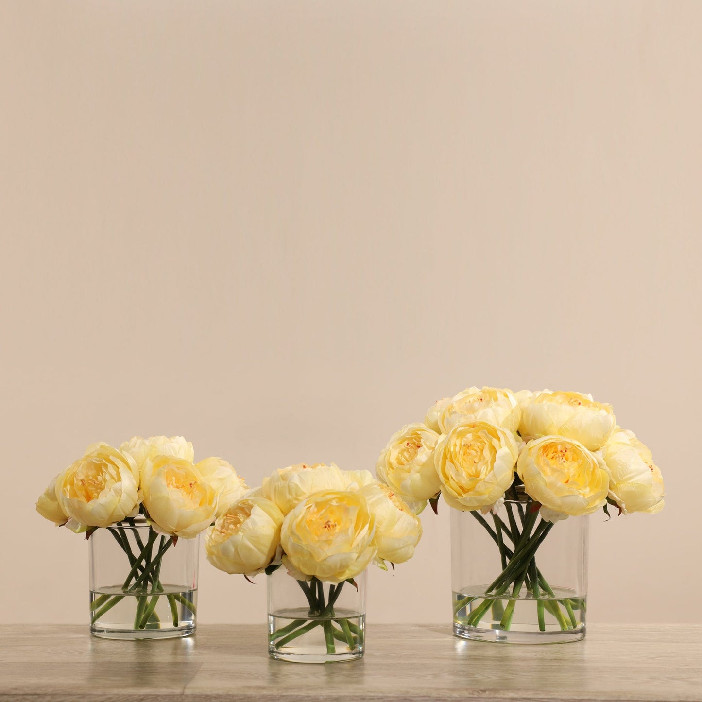 Artificial Peony Arrangement in Glass Vase