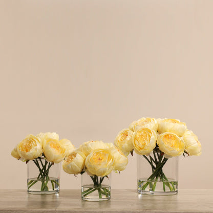Artificial Peony Arrangement in Glass Vase