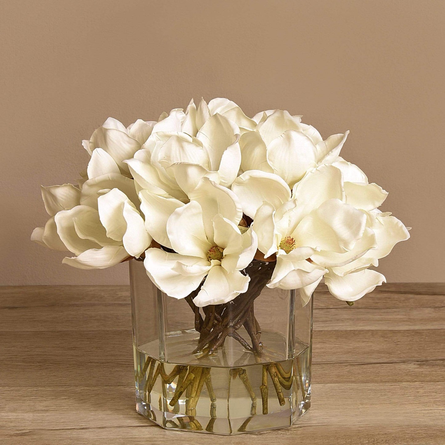 Artificial Magnolia in Glass Vase