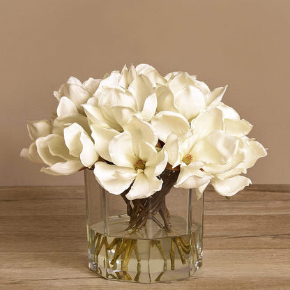 Artificial Magnolia in Glass Vase