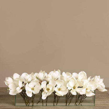 Artificial Magnolia in Glass Vase