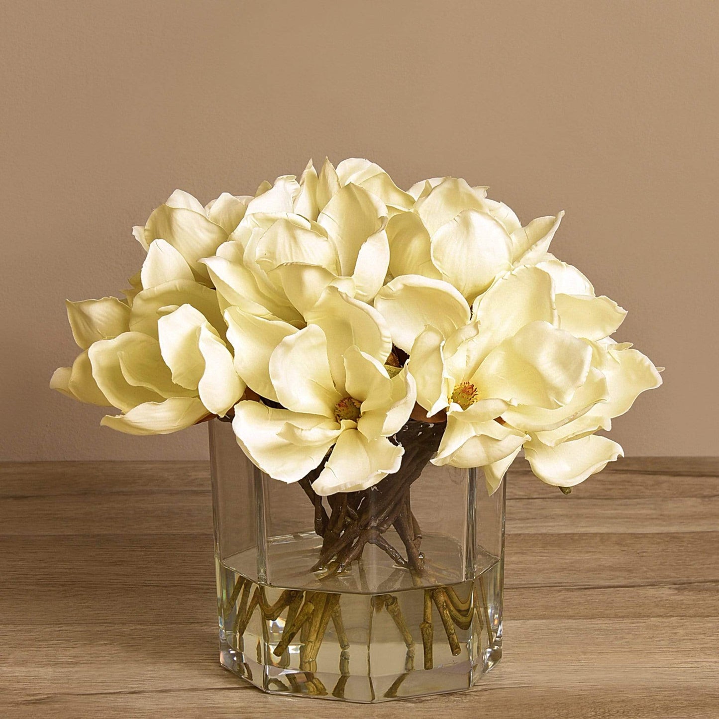 Artificial Magnolia in Glass Vase