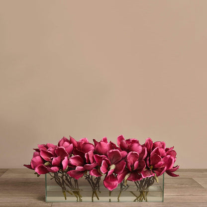 Artificial Magnolia in Glass Vase