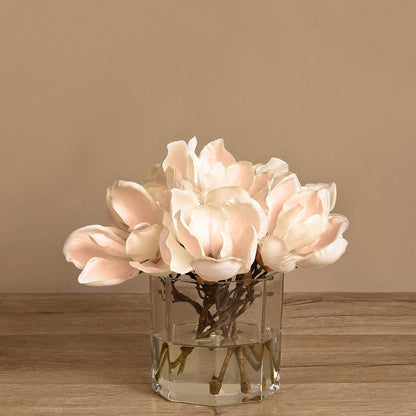 Artificial Magnolia in Glass Vase