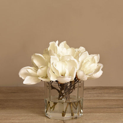 Artificial Magnolia in Glass Vase