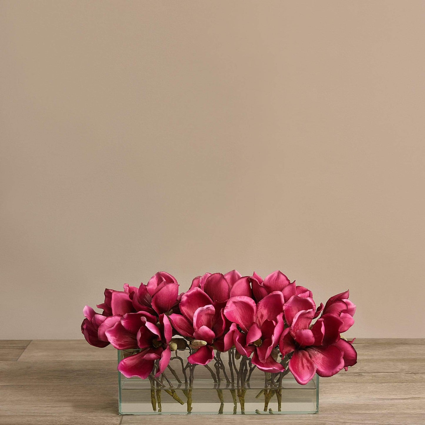 Artificial Magnolia in Glass Vase