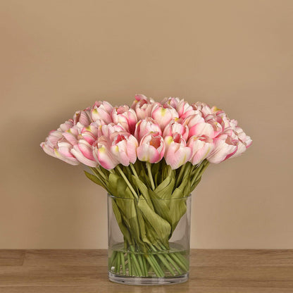 Tulip Arrangement in Glass Vase