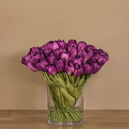 Tulip Arrangement in Glass Vase