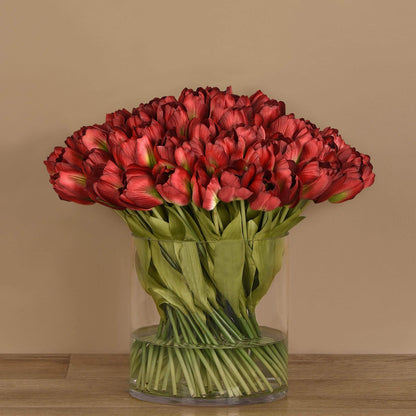 Tulip Arrangement in Glass Vase