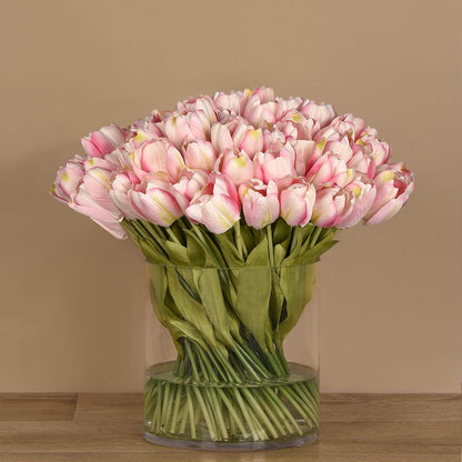 Tulip Arrangement in Glass Vase
