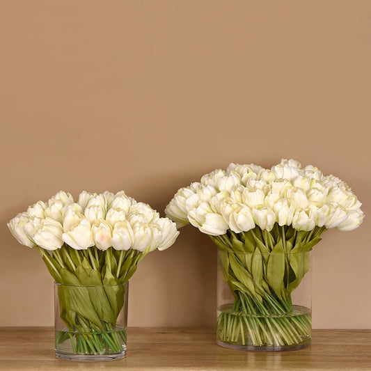 Tulip Arrangement in Glass Vase