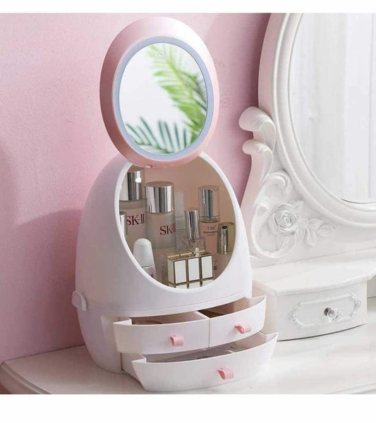 Oval Mirror Cosmetic Storage Organizer