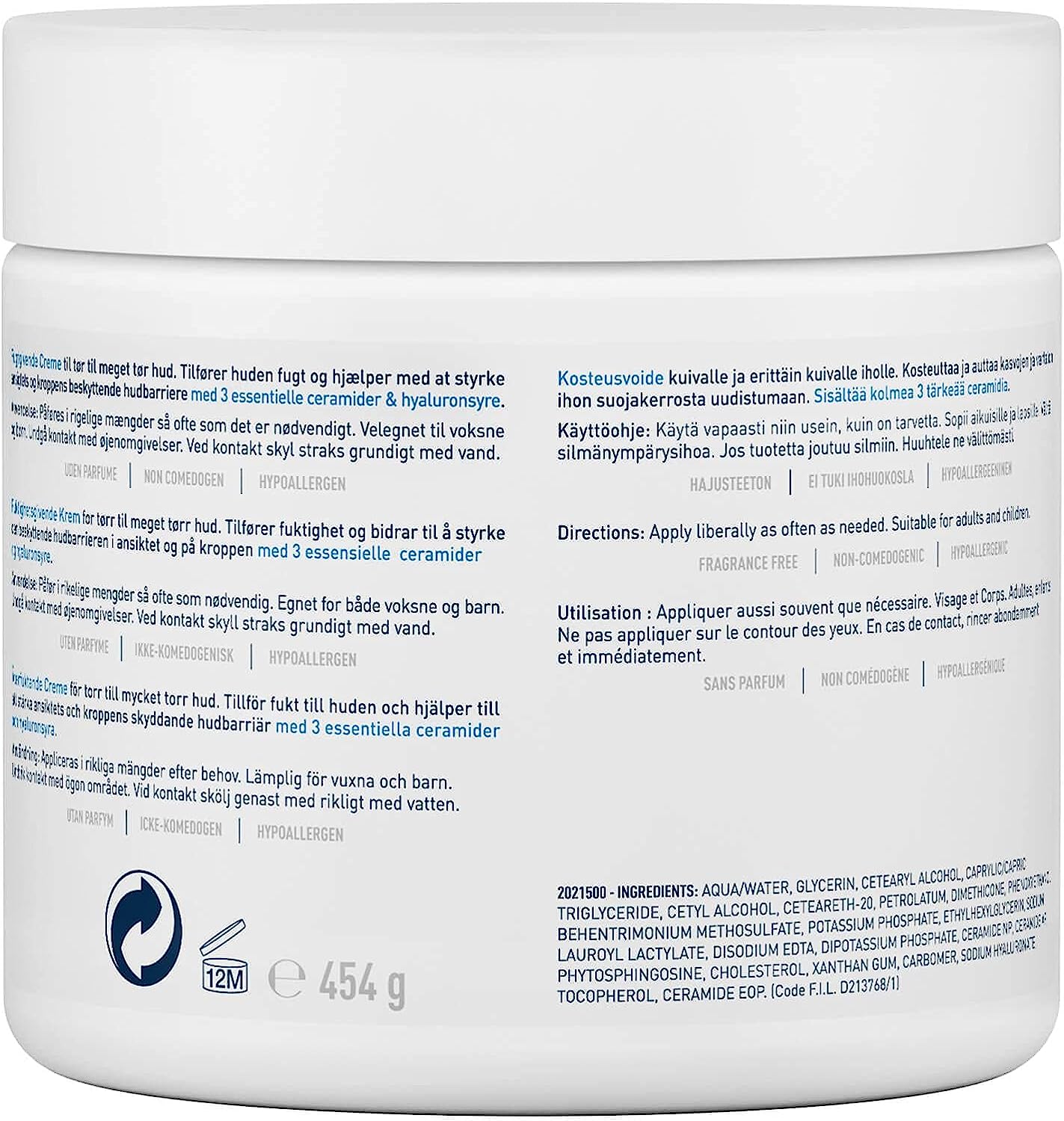 Cerave Moisturising Cream 454g Dry/very Dry Skin